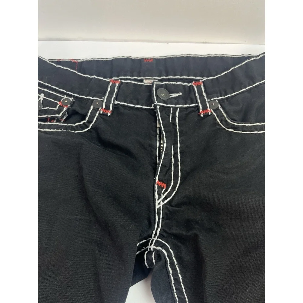True Religion Dark Desire Jeans Men's Size 38 36x31 Black Red White Rope Stitch